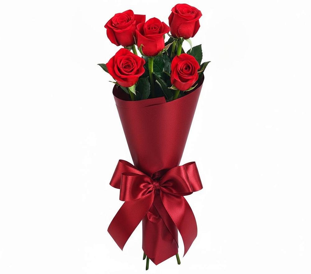 Букет 5 Красных роз Эдлесс Лав в Анциферово