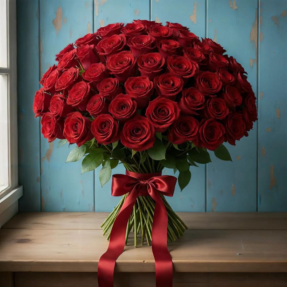 Букет Красные розы Блэк Меджик в Анциферово