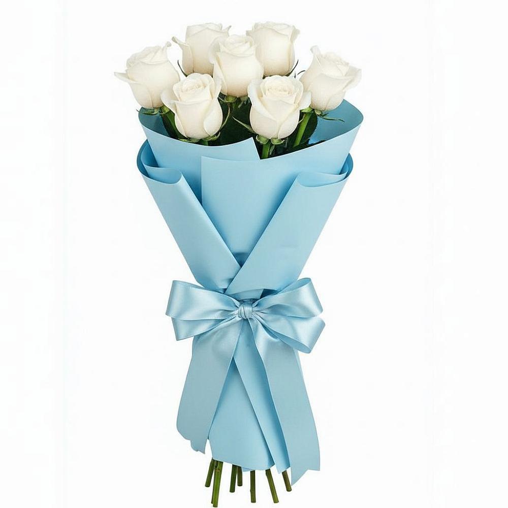 Букет 7 белых роз Проуд в Анциферово
