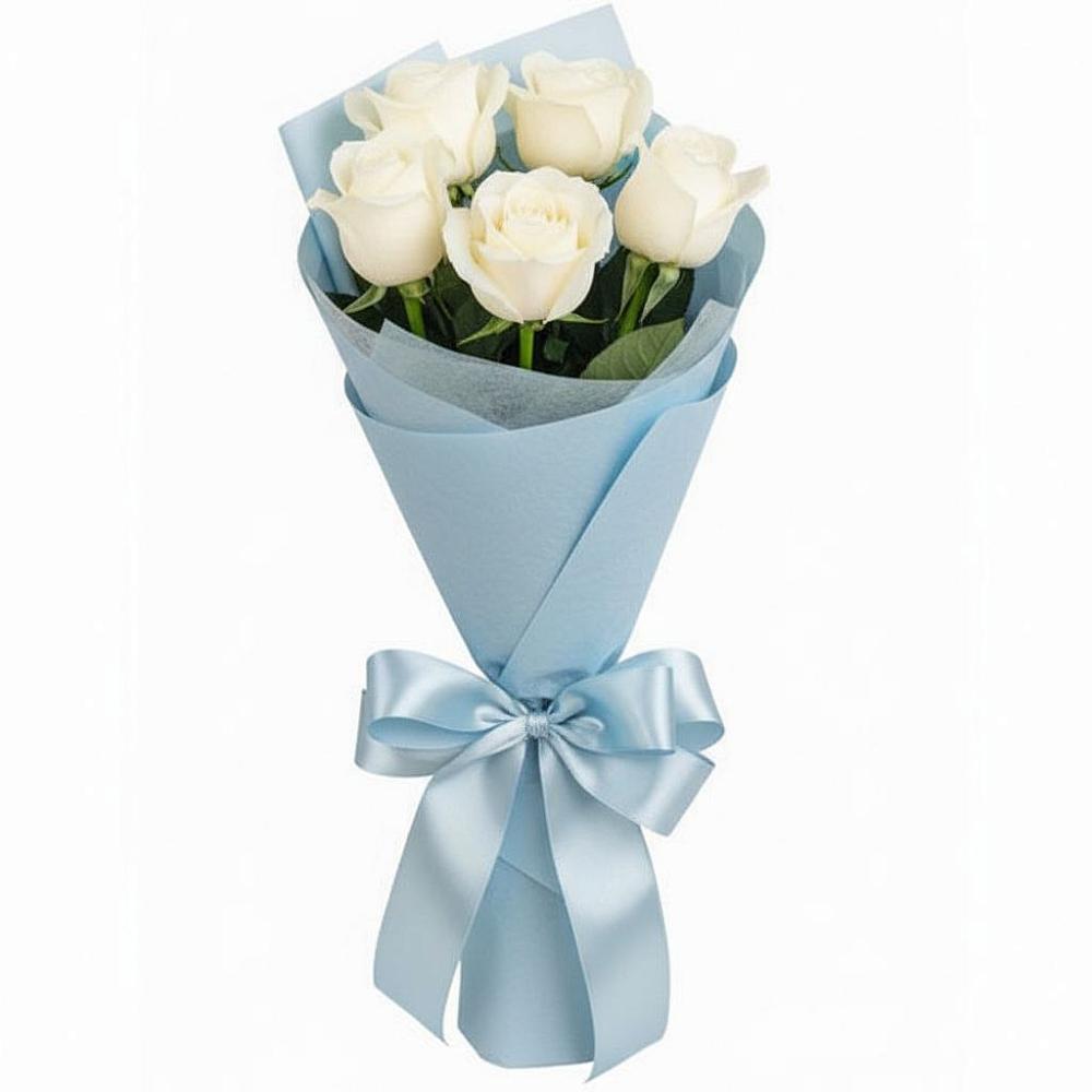 Букет 5 Белых роз Проуд в Анциферово