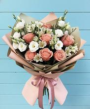 Букет цветов из:  Розы, Альстромерии и Лизиантусы в Анциферово