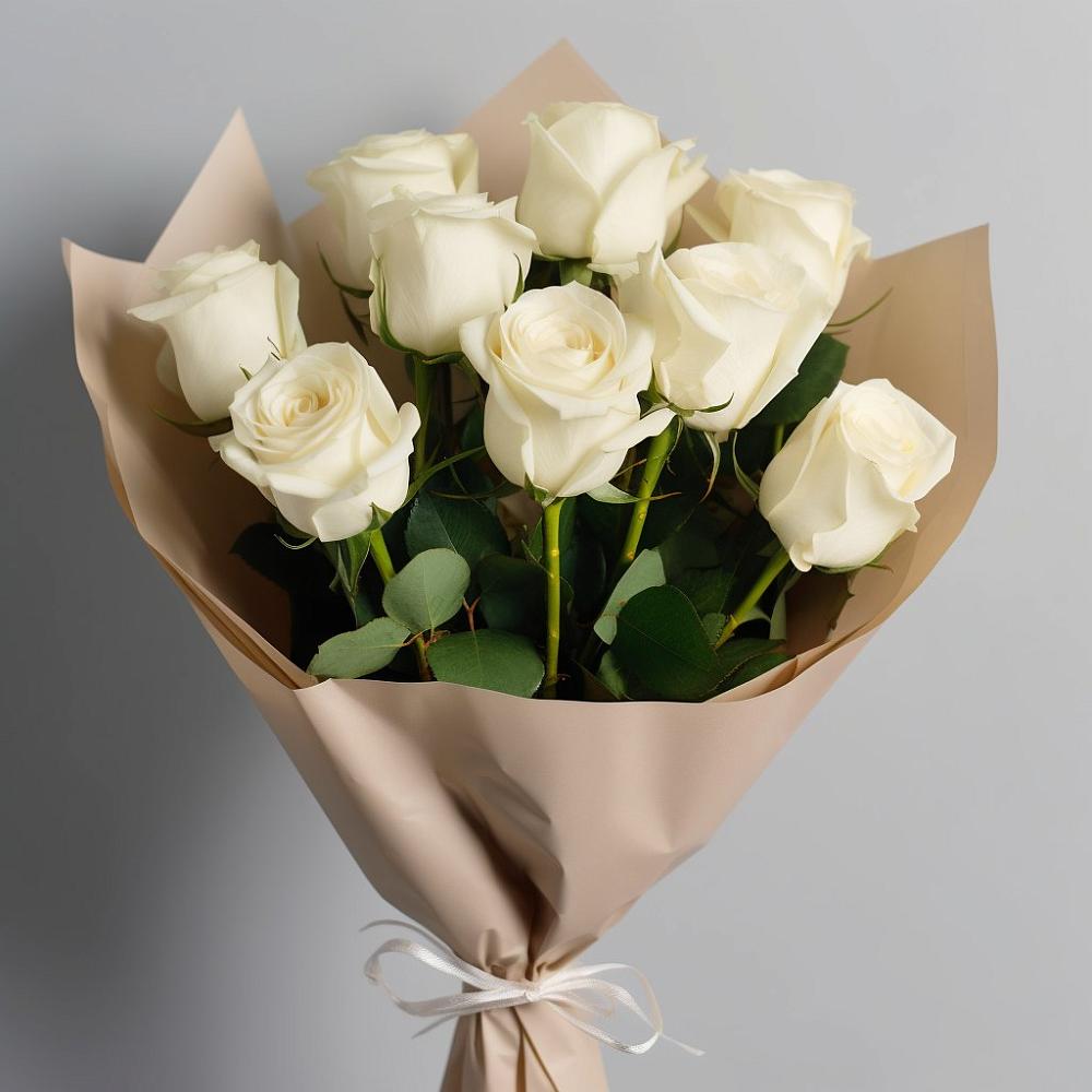 Букет 9 Белых роз Эдлесс Лав в Анциферово