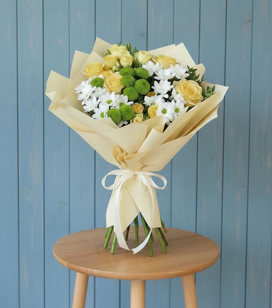 Букет цветов из: Хризантемы и Розы в Анциферово