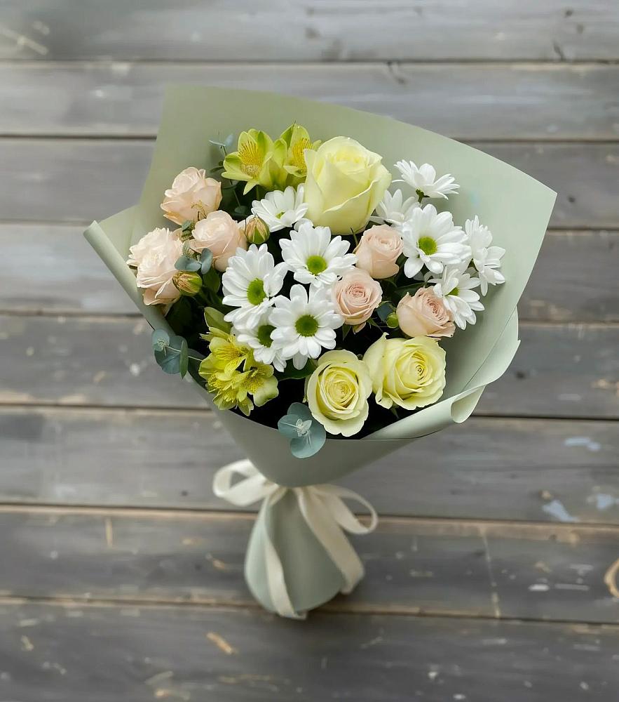 Букет цветов из: Альстромерии, Розы и Хризантемы в Анциферово