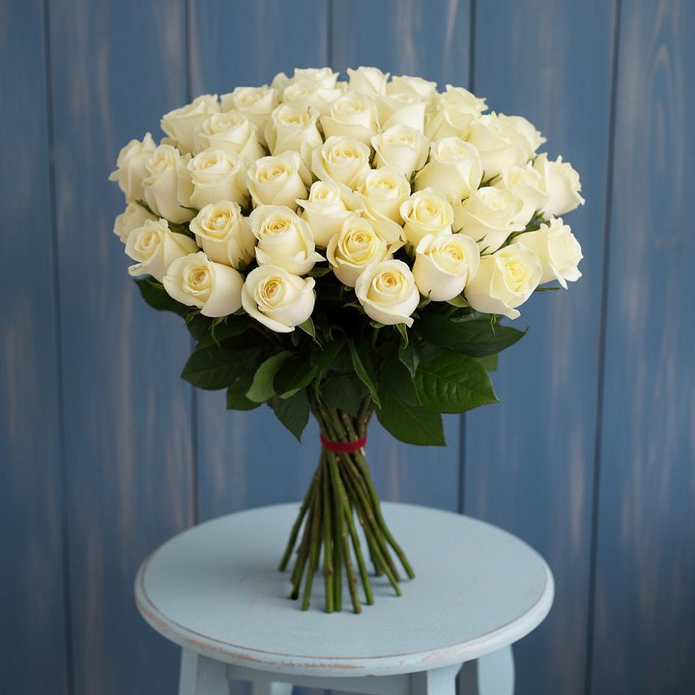 Букет 51 Белая роза Эдлесс Лав в Анциферово