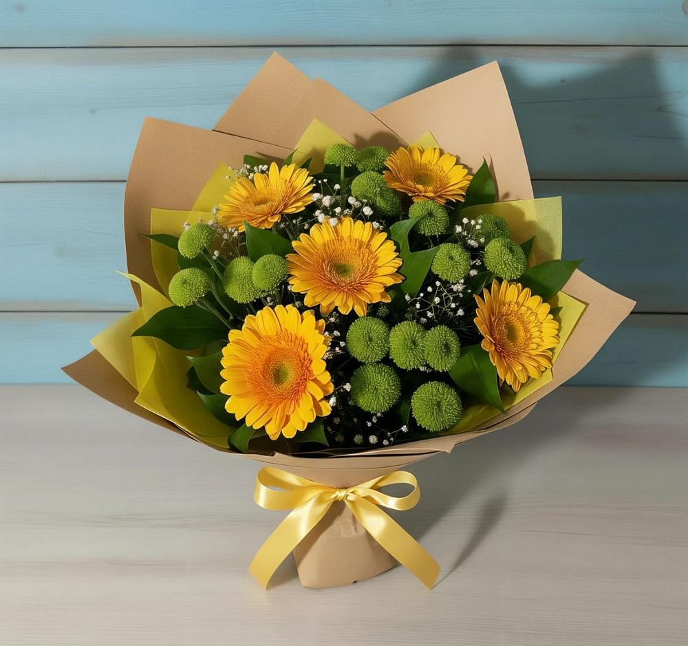 Букет цветов из: Герберы и Хризантемы в Анциферово