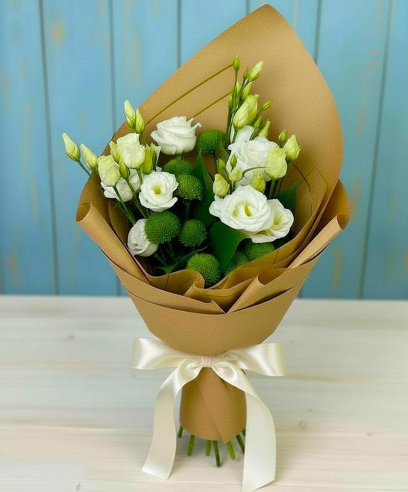 Букет цветов из: Хризантемы и Лизиантусы в Анциферово