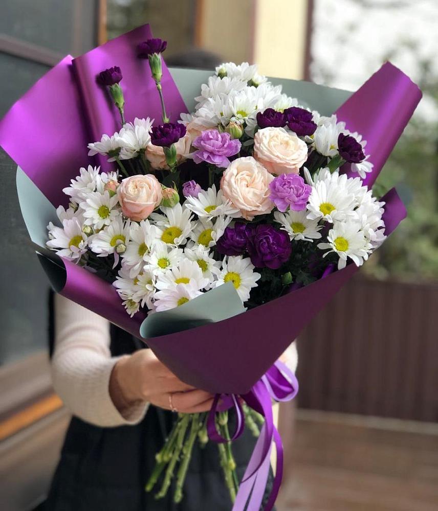 Букет цветов из: Хризантемы, Гвоздики и Розы в Анциферово