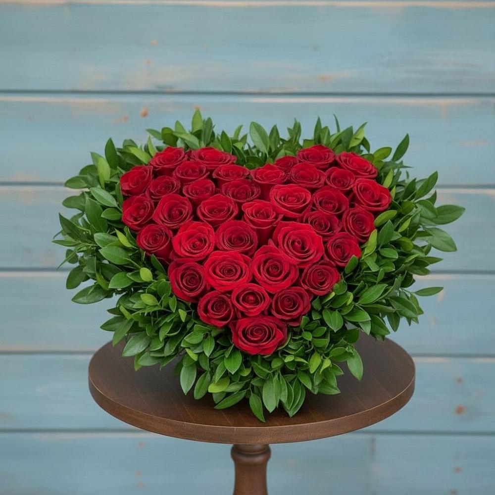 Цветочная композиция из Розы в виде сердца в Анциферово