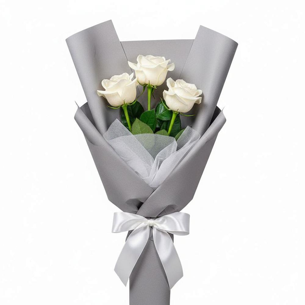 Букет 3 белые розы в Анциферово
