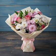 Букет цветов из:  Хризантемы, Альстромерии и Розы в Анциферово