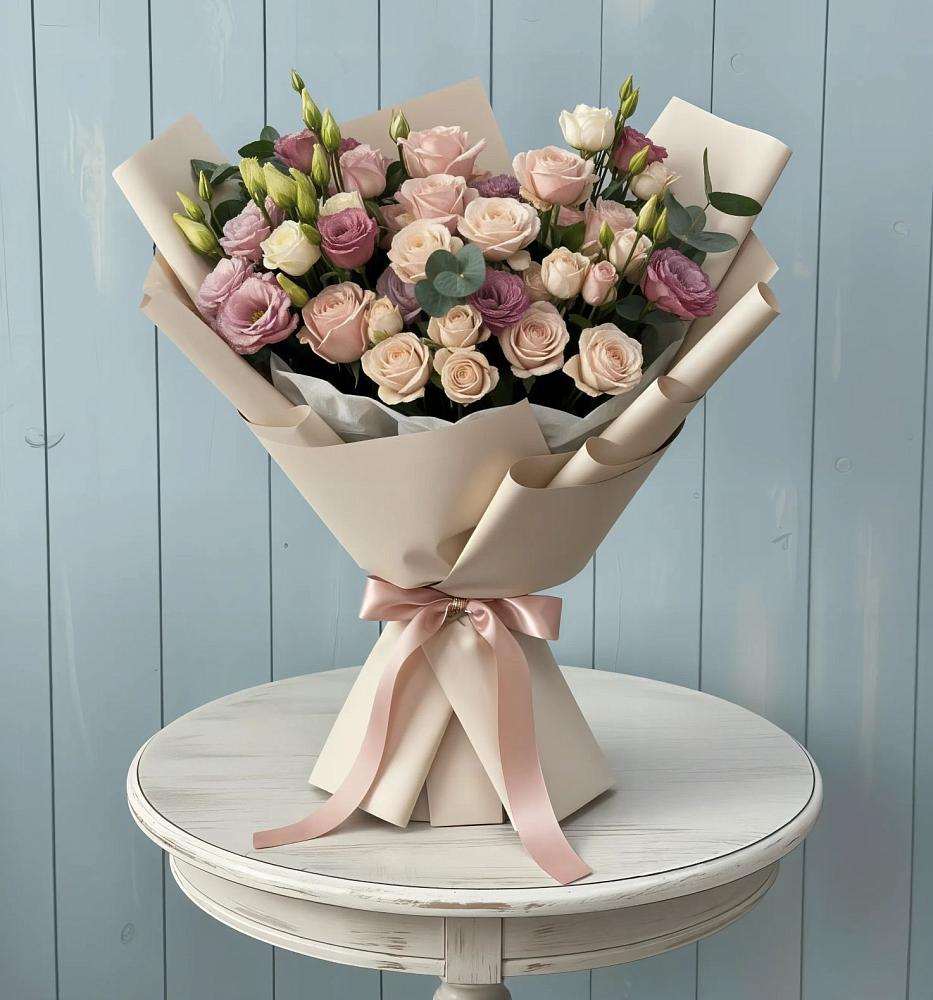 Букет цветов из: Розы и Лизиантусы в Анциферово