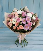Букет цветов из:  Хризантемы, Розы и Альстромерии в Анциферово